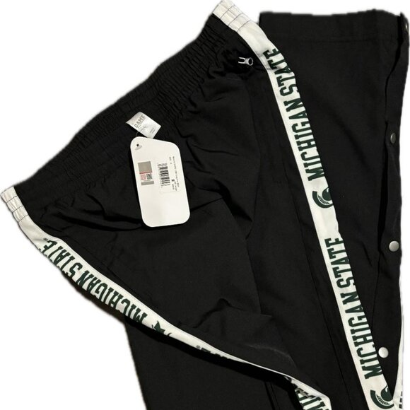 GAME NWT Womans Black MSU Michigan State Tear Away Swishy Pants SZ S - Picture 3 of 7